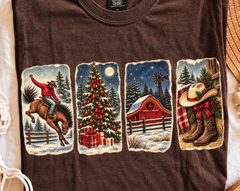 PNG de Navidad del Oeste / PNG de Navidad Retro / Camiseta de Navidad Howdy / Diseño de Vacaciones del Oeste