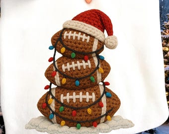 PNG de fútbol navideño / Diseño de temporada de touchdown de Papá Noel / PNG de Navidad con hilo sintético / Archivo de sublimación de regalo para mamá y papá de fútbol