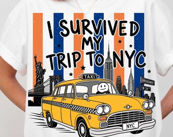 Striped I Survived My Trip To NYC PNG, Retro New York City Shirt Design, Vintage NYC Travel Graphic, Tourist Souvenir Digital Download