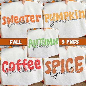 Fall PNG Bundle | Retro Distressed Fall Shirt Designs | Autumn Vibes | Pumpkin Spice | Coffee Weather | Cozy Season Sublimation