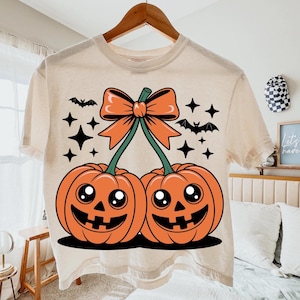 Pumpkin Cherries PNG SVG – Coquette Fall Pumpkin Bow Design, Retro Girly Autumn Sublimation, Halloween Aesthetic Png, Cute Preppy Pumpkin