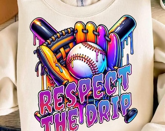 BASEBALL Drip PNG | Respect the Drip Ice Cream Design | Baseball Mom Shirt | Game Day Sublimation | Sports Digital Download Clipart