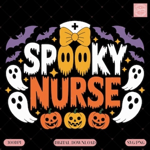Spooky Nurse PNG SVG – Halloween Nurse Sublimation, Boo Boo Crew Ghost Design, Cute Nurse Halloween Shirt PNG, Funny Medical Halloween Svg