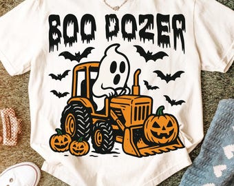 Boo Dozer PNG SVG, Boy Fall PNG, Halloween Kid Png, Funny Halloween Png, Pumpkin Truck Png, Cute Ghost Png, Ghost Clipart Png