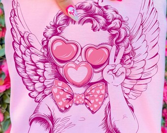 Cupido retro soplando burbujas PNG SVG – Sublimación divertida para San Valentín (Descarga digital)