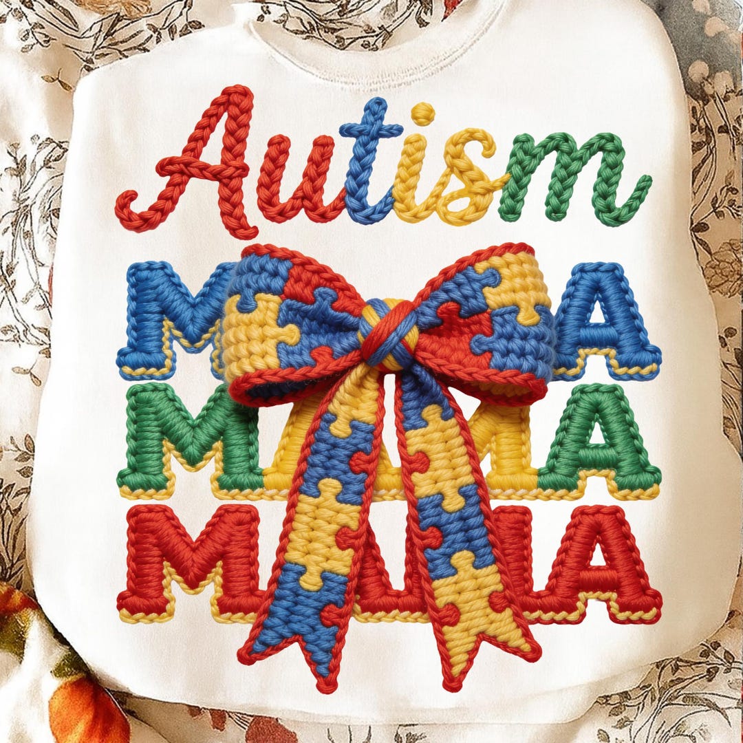 Faux Yarn Autism Mama PNG | Proud Mom Awareness Design | Coquette Bow ...