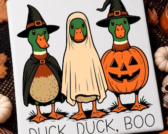Duck Duck Boo PNG SVG - Conception d'Halloween drôle d'oie - Silly Duck Ghost Witch PNG - Sublimation des bonbons ou des sorts - Halloween citrouille effrayante