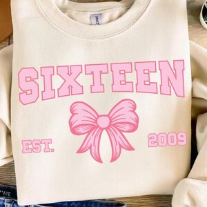 Coquette Row 16-årsdag PNG SVG, Sweet Sixteen Party PNG, 16-årsfödelsedagsflickapresent, est. år. Digital nedladdning, sexton födelsedagssublimering
