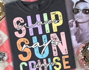 Ship Waves Sun Rays Cruise Days png svg, Cruise Vacation TShirt, Summer Beach Trip Tee, Cute Back Print Shirt, Cruising Outfit