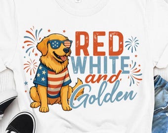 4th of July Golden Retriever PNG SVG – Patriotic Dog Mom Shirt Design, USA Flag Dog Sublimation, Independence Day Pet Lover Digital Download
