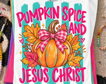 Kürbisgewürz-Jesus Christus PNG, gestreiftes christliches Herbstdesign, Retro-Erntedankfest-PNG, kokette Kürbis-Bibel-Zeichnung