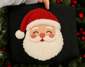 Hilo sintético de Papá Noel PNG / Diseño de transferencia DTF navideño / Sublimación PNG lista para imprimir / Archivo digital navideño de Papá Noel con hilo sintético de moda