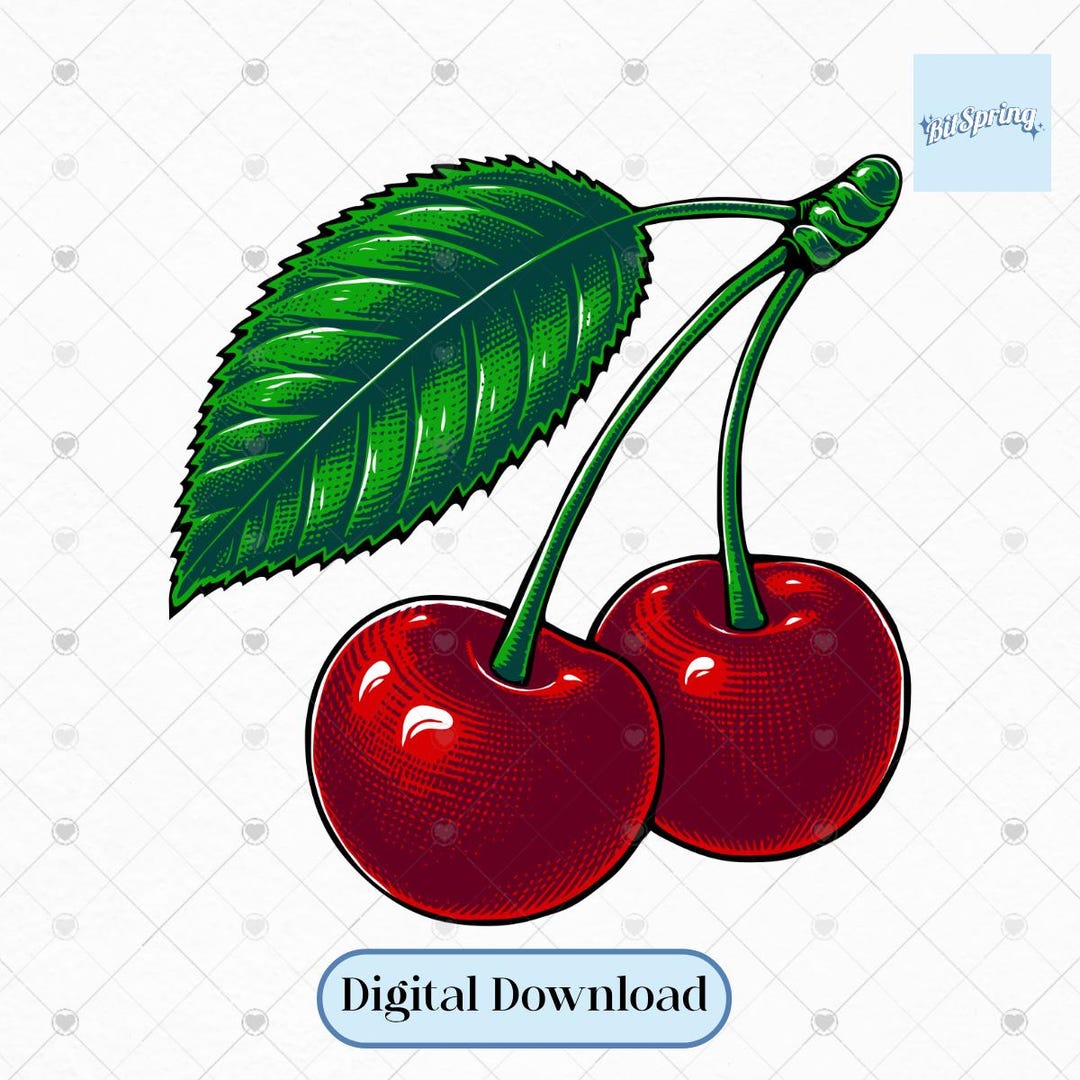 Vintage Cherry PNG | Retro Cherry Design | Summer Fruit Tee | Foodie ...