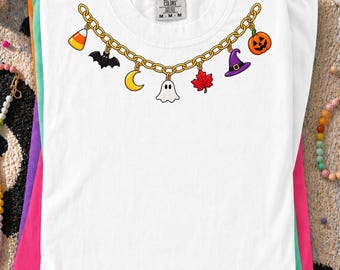Halloween Charm Necklace PNG | Spooky Charm Jewelry Design | Halloween Necklace Graphic | Cute Fall Halloween Digital Download