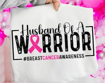 Echtgenoot van een krijger Breast Cancer Awareness SVG PNG – Pink Ribbon Support Design – Strong Warrior Husband shirt afbeelding – digitale download