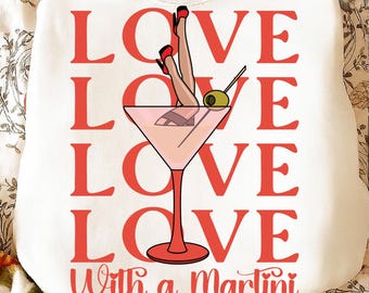 Amor con un Martini PNG / Coqueta San Valentín PNG / Lindo gráfico de cóctel de San Valentín / Diseño divertido de San Valentín para beber / Vacaciones para amantes del Martini
