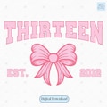 Coquette Bow Thirteenth Birthday PNG | Official Teenager University Girls Birthday Party PNG | 13 Year Old Bday Gift | Year Est. product logo
