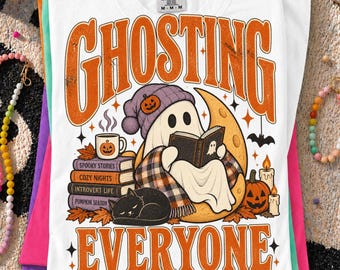 Ghosting Everyone PNG, Girly Purple Bow Halloween PNG, Funny Bookish Ghost, Romance Books Fall Design 2026