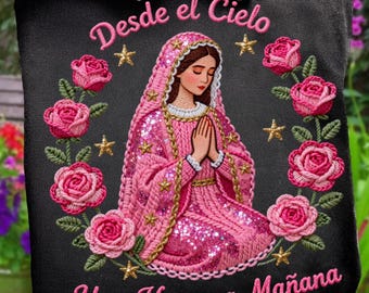Hilo sintético Nuestra Señora de Guadalupe PNG, Diseño de Nuestra Señora de Guadalupe, Temporada de Abuelita y Pan Dulce PNG, Gráfico de hilo navideño mexicano