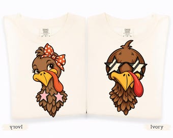 Ensemble dinde garçon et fille (PNG/SVG), Thanksgiving chic, à déguster jusqu'à plus faim, design enfantin pour Thanksgiving