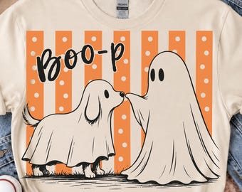 Boo-P Ghost Dog PNG SVG | Cute Halloween Dog Design | Funny Ghost Puppy Shirt | Spooky Dog Lover Digital Download | Retro Halloween