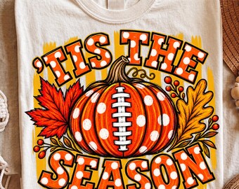 Tis the Season PNG | Football Pumpkin Fall PNG | Striped Pumpkin PNG | Fall Football Design