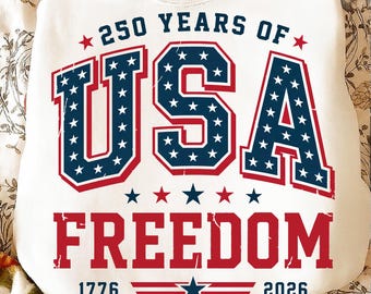250 år av amerikansk frihet 1776–2026 PNG | Patriotisk kokett rosettdesign | Retro amerikansk självständighetsdagströja | Digital nedladdning