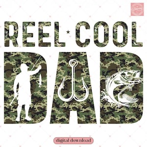 Retro Reel Cool Dad PNG | Wishin’ I Was Fishin’ PNG | Fishing Dad Shirt Design | Bass Fishing Sublimation | Father’s Day & Birthday Gift