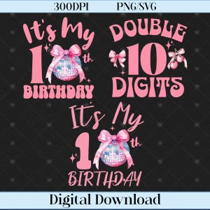 Schleife zum 10. Geburtstag PNG | Kokette Geburtstagskind PNG | Rosa Schleife Party Outfit | Niedliche Geburtstags Dekoration