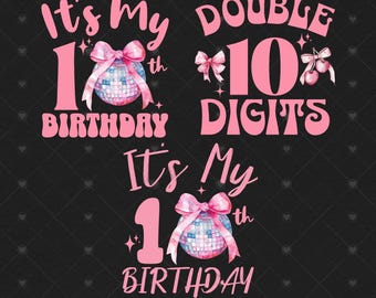 Strik 10e verjaardag, png | Coquette Feestvarken PNG | Roze feestoutfit met strik | Digitale download leuke verjaardagsdecoratie