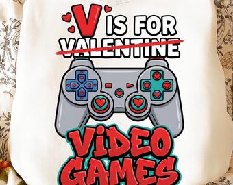Divertido PNG de San Valentín Seis Siete 67 / V es para diseño de meme de videojuegos / Descarga digital de San Valentín para chicos gamers