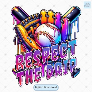 BASEBALL Drip PNG | Respect the Drip Ice Cream Design | Baseball Mom Shirt | Game Day Sublimation | Sports Digital Download Clipart