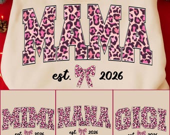 Paquete PNG de Leopard Mama, diseño de abuela estilo universitario, gráfico Cottagecore para el Día de la Madre
