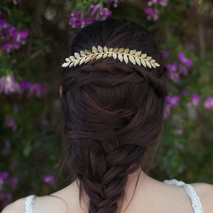 Preorder Double Athena Bridal Hair Comb Boho Grecian Leaves, Gold Plated, Bridal Hair Accessoried, Wedding Comb, Goddess Hair Accessories image 1