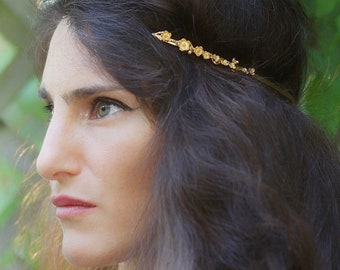 Cherry Blossom Goddess Crown Boho Laurel Wreath Headband Bridal Hair Accessories Grecian Crown Gold Leaf Wreath Laurel Wreath Roman Headband