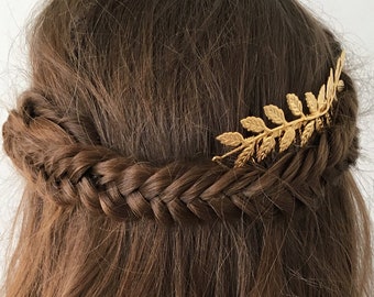 Double Fairy Comb, Grecian Inspired, Hand Made, Gold Leaves Comb, Greek Goddess, Bridal Hair Accessory, Romantic Wedding Comb