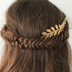 Double Fairy Comb, Grecian Inspired, Hand Made, Gold Leaves Comb, Greek Goddess, Bridal Hair Accessory, Romantic Wedding Comb