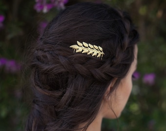 Preorder * Olive Leaf Comb, Gold Leaf Hair Comb, Goddess Accessories, Nature Inspired Hair Accessory, Boho Hair Jewelry, Rustic Woodland