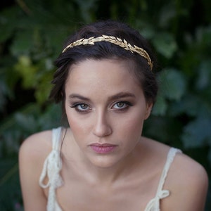 Laurel Olive Leaves Crown, Gold Greek Rome Leaf Headband, Goddess Wreath Bridal Tiara Boho Gold Bridal Hair Accessories, Bohemian Headpiece