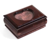 Vintage Brown Wood Heart shaped Jewellery Box, Cute Wood Heart Window Jewelry Box Gift for Her, Ring Box, Gift for Sister, Gift for Daughter