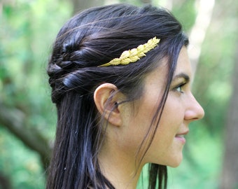 Preorder* Olive Branch Goddess Headband, Leaves Headband, Bridal Hair Accessories, Grecian Crown Greek Gold Leaf Wreath, Laurel Wreath Roman