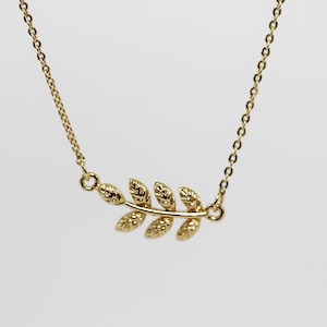 Laurel Leaf Necklace, Dainty Olive Leaf Branch Bridal Jewelry Charm Delicate Chain Gold Rose Gold Silver Dainty Boho Necklaces Fairy Jewelry