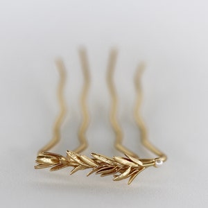 Rosemary Leaves Hair Prong, Gold Leaf Stick Rose gold Leaves Gold Hair Accessory Nature Inspired Hair Fork Silver Branch Pin