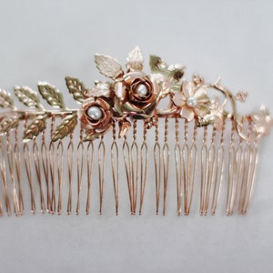 Preorder * Sophia Hair Comb Bridal Hair Accessories Wedding Hairpiece Bridal Gold Leaves Roses Pearls Flowers Hair Accessory Floral Boho