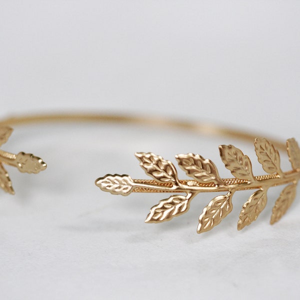 Preorder * Fairy Arm Bracelet, Gold Leaves Arm Cuff, Goddess Jewelry, Bridal Arm Bracelet, Bohemian Arm Band, Dainty Grecian Arm Bracelet