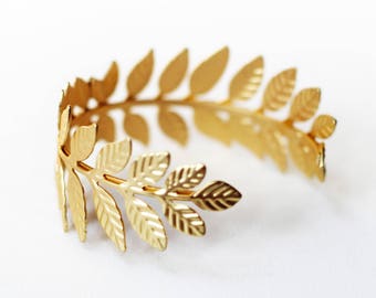 50% off, Athena Bracelet, gold wrap bracelet, Greek Goddess Grecian Leaf bracelet, Bridal Jewelry, Nature Inspired Boho Gold Leaves Bracelet