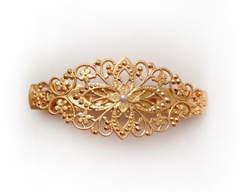 Preorder* Royal Marquise Barrette Dainty Gold Filigree Clip Bridal Hair Accessories Silver Pin Bridesmaid Hair Accessory Rose Gold Boho Lace