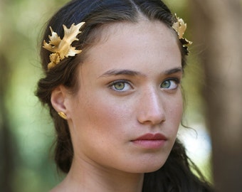 Preorder*** Royal Fig Leaves Goddess Headband, Grecian style, Roman Headband, Gold Leaves Wreath  Bridal Hair accessories, Rear Headband