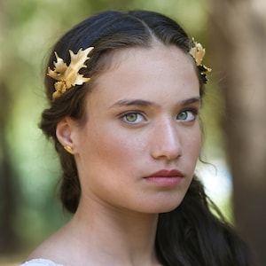 Preorder Royal Fig Leaves Goddess Headband, Grecian style, Roman Headband, Gold Leaves Wreath Bridal Hair accessories, Rear Headband image 1