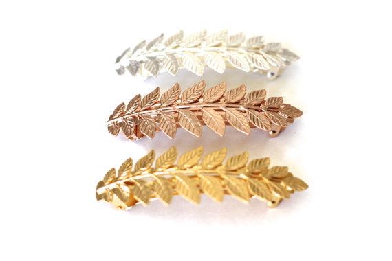 Yueton 2er-Set Haarspangen Mit Olivenzweig & Quaste - Blattgold Pins Für Hochzeiten & Parties